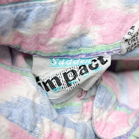 Sudden Impact Vintage Southwestern Print Button Up Shirt Pastel Womens Large 80s - Picture 4 of 11